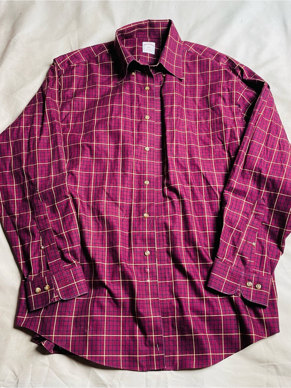 Brooks Brothers Burgundy Plaid Button-Down Shirt